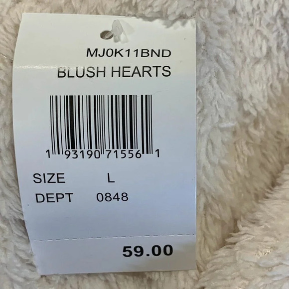 Bobeau Women's‎ Flocked Hearts Ultraplush Full Zip Long Sleeve Hoodie Size L NWT - Picture 7 of 13